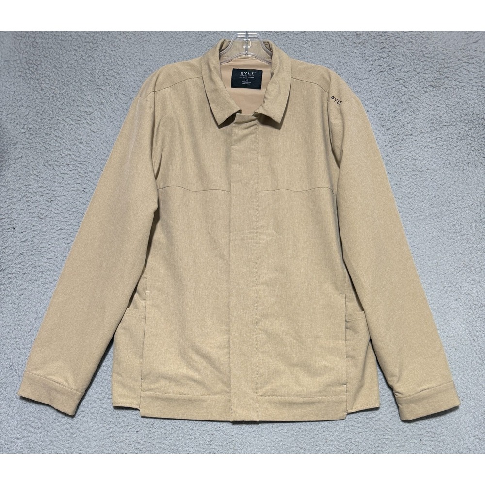 BYLT District Jacket Mens Large Beige Snap Travel Performance Stretch